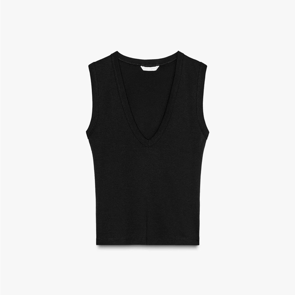 Zara Black Sleeveless V-Neck Top S